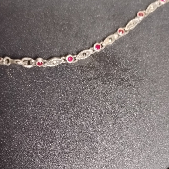 Sterling Silver Garnet Choker Necklace - Picture 6 of 8